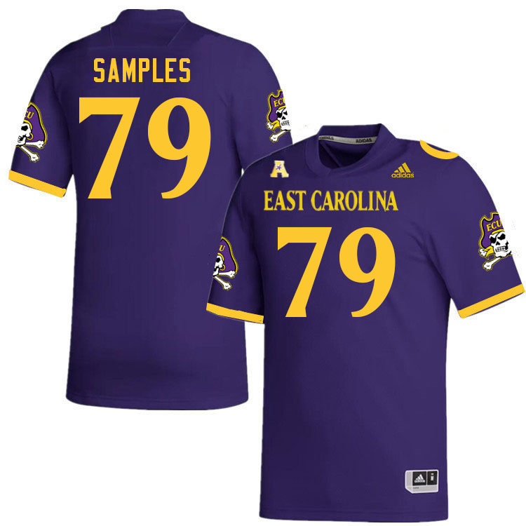 Men #79 Elisha Samples ECU Pirates 2023 College Football Jerseys Stitched-Purple